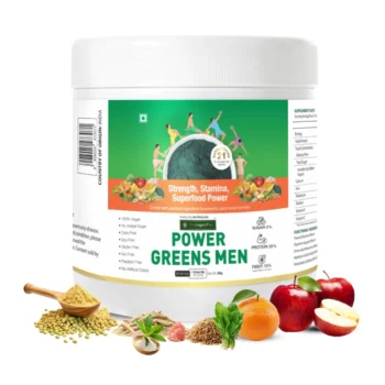 ProSuperPwr Power Greens Men - Best spirulina for men in India combining ashwagandha and plant protein for daily energy, stamina, and muscle recovery.